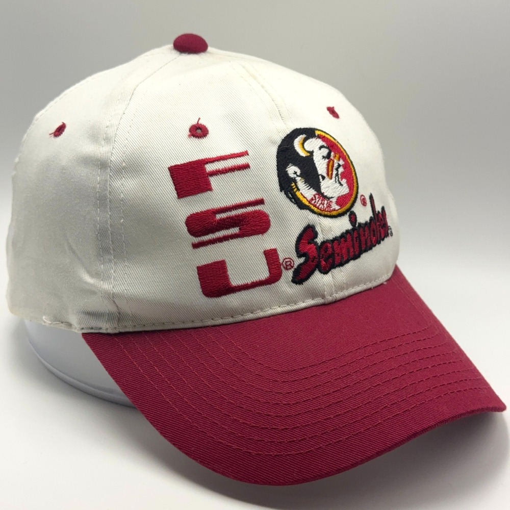 Vintage Florida State FSU Seminoles Snapback Hat Mens Adjustable Cap White Red